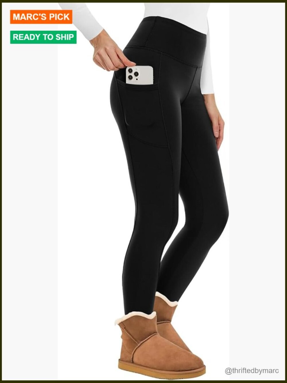 Fleece Lined High Waisted Yoga Leggings Thermal Winter Workout Pants Tummy